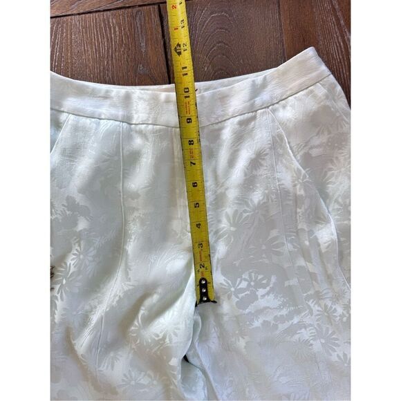 HELLESSY Floral Print Satin Pants in Mint Green Size 4 - Picture 8 of 10